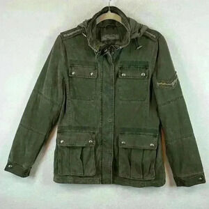 Bass Utility Jacket Women's Size Small Green Beading Detail Adjustable Features